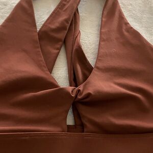 Burnt Orange Twist Front Sports Bra